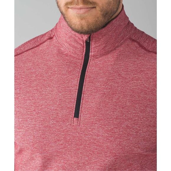 Lululemon Surge Warm 1/2 Zip In Silver Heathered Prep Red - Picture 3 of 13